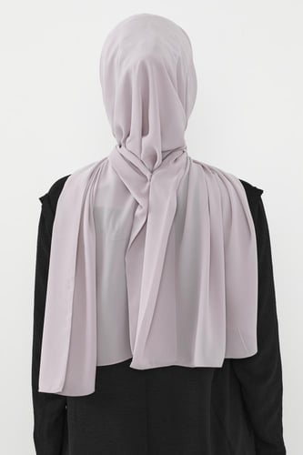 حجاب شيفون بمغناطيس وقبعة بالوسط-رمادي