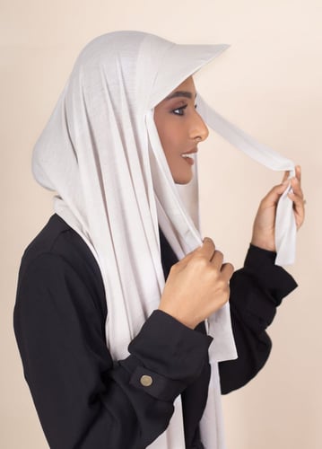 طرحة قطنية مع كاب- رمادي فاتح جدًا