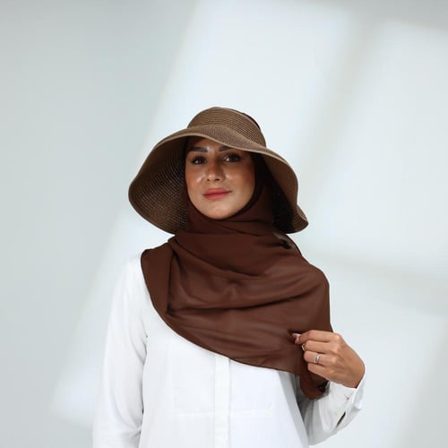 طقم نصف قبعة مع طرحة صيفية-بني