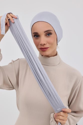 توربان قطعتين قطن ايطالي - ربط-رمادي