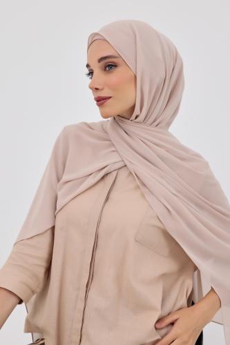 طرحة شيفون مع قبعة منفصلة- بيج