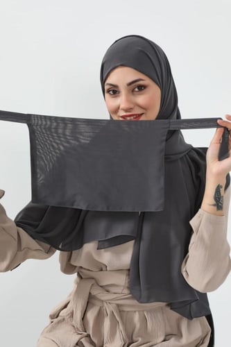 طقم طرحة ولثام-رمادي