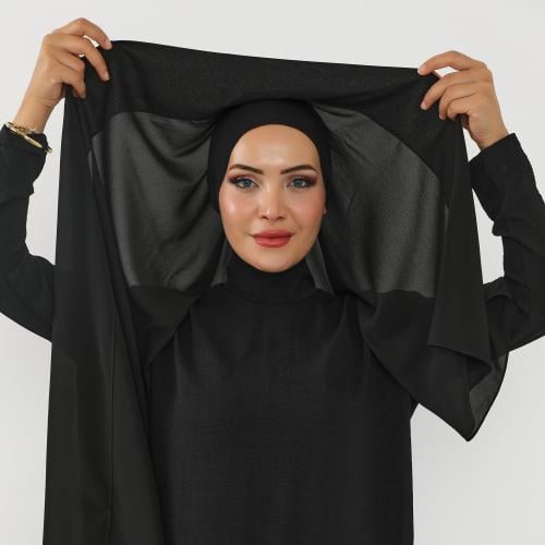 حجاب شيفون بمغناطيس وقبعة جانبية على الجهة اليسرى-...