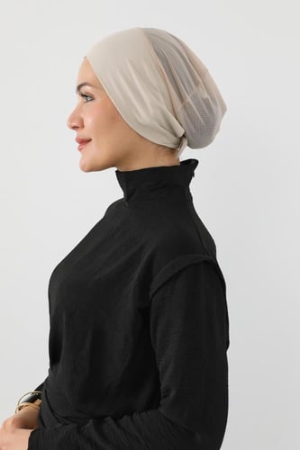 قبعة تحت الحجاب شفافة من الخلف - بيج