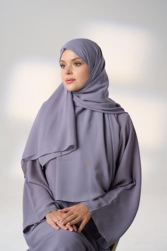 نقاب مع طرحة رمادي