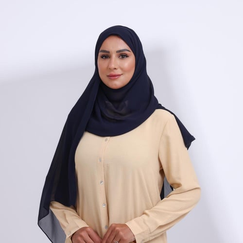 طرحة شيفون ربع مبطن من الامام كحلي غامق مبطن