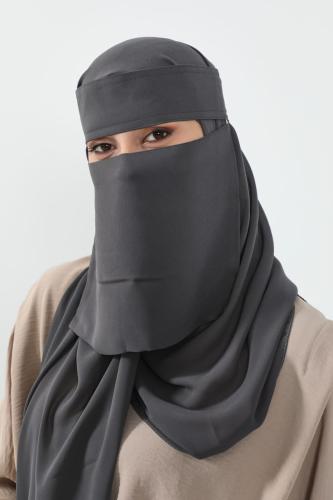 طقم طرحة ونقاب 9 -رمادي