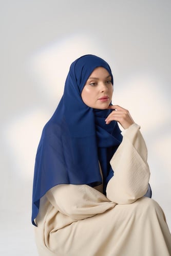 طقم نصف قبعة مع طرحة صيفية-كحلي