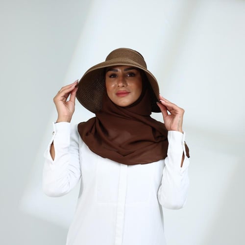 طقم نصف قبعة مع طرحة صيفية-بني