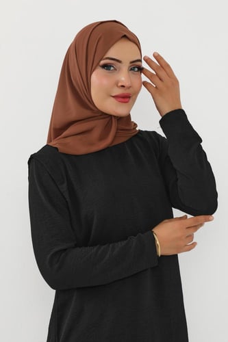 حجاب شيفون بمغناطيس وقبعة جانبي-بني