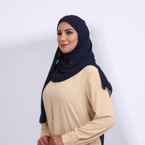 طرحة شيفون ربع مبطن من الامام كحلي غامق مبطن