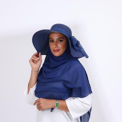 طقم قبعة كاملة مع طرحة صيفية-كحلي