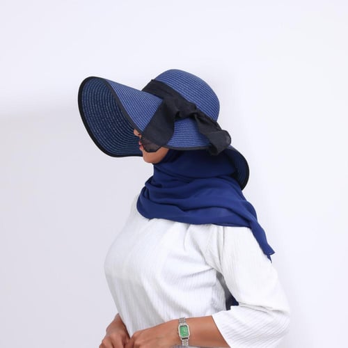 طقم قبعة كاملة مع طرحة صيفية-كحلي