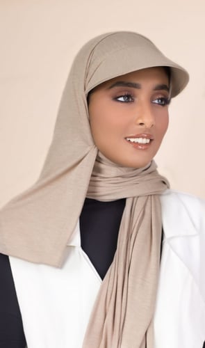 طرحة قطنية مع كاب - بيج