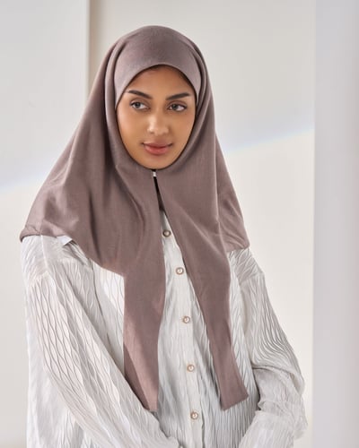 طرحة ثابتة ربط غير سترتش- بيج غامق