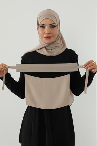 طقم طرحة ونقاب-بيج