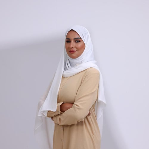 طرحة شيفون ربع مبطن من الأمام