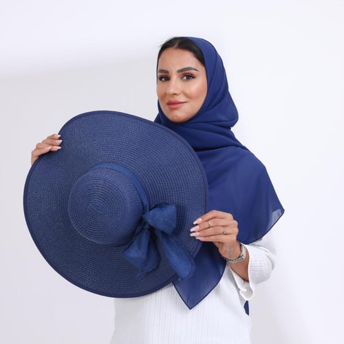 طقم قبعة كاملة مع طرحة صيفية-كحلي