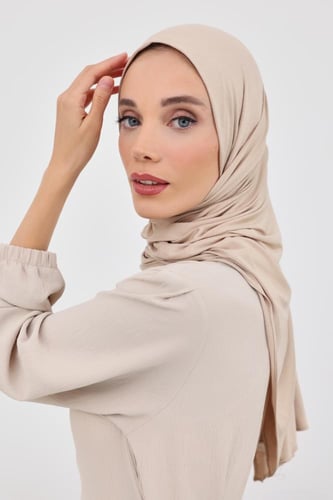 حجاب كويتي قطن خفيف- بيج غامق