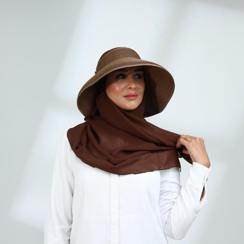 طقم نصف قبعة مع طرحة صيفية-بني