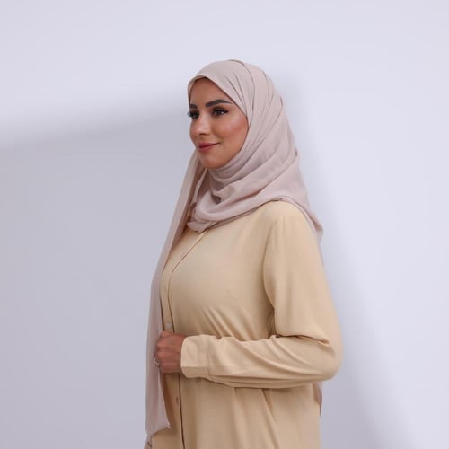 طرحة شيفون ربع مبطن من الأمام-بيج