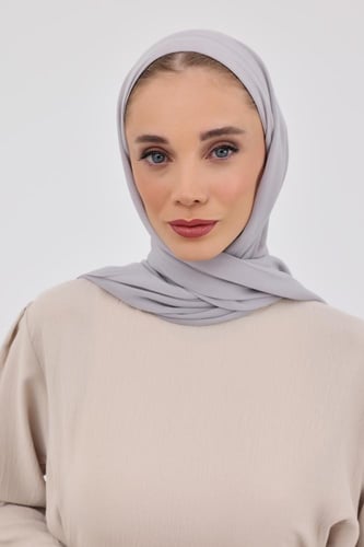 توربان شيفون مع قبعة داخلية-رمادي