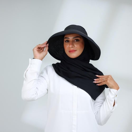 طقم نصف قبعة مع طرحة صيفية-اسود