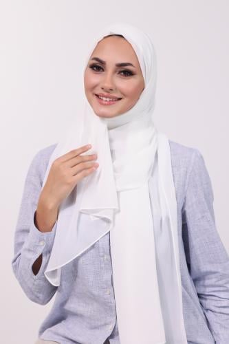 طرحة شيفون مع قبعة منفصلة- أوف وايت