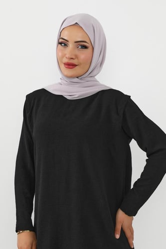 حجاب شيفون بمغناطيس وقبعة بالوسط-رمادي