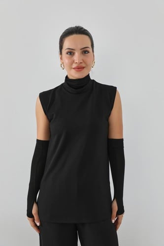 طقم تغطية رقبة وأكمام - اسود