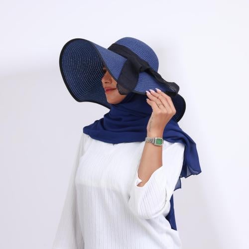 طقم قبعة كاملة مع طرحة صيفية-كحلي