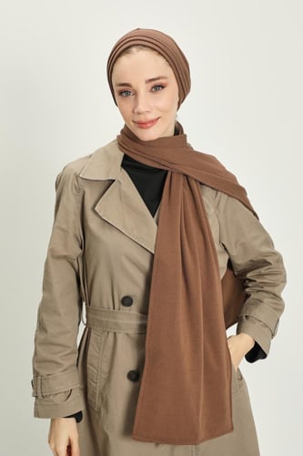 توربان شتوي قطني ثقيل مع سكارف-بني