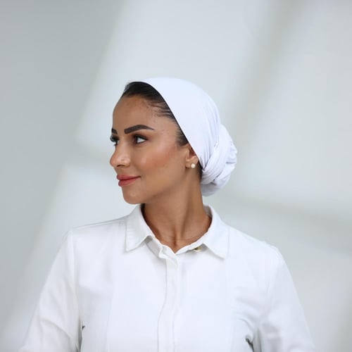 توربان لف خفيف مع ذيل طويل - ابيض