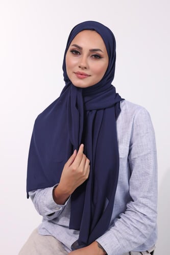 طرحة شيفون مع قبعة منفصلة- كحلي