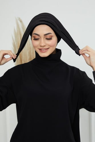 توربان لزق قطعتين مخمل - اسود