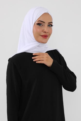 حجاب شيفون بمغناطيس وقبعة جانبي-ابيض