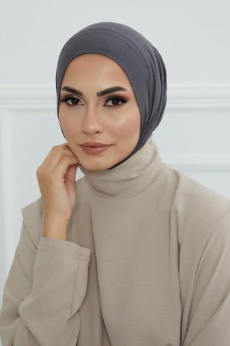 طرحة دبل سترتش ربط من الخلف - رمادي