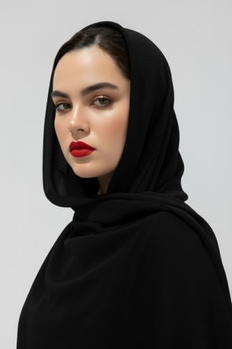 طرحة كرنشي مخيطة - أسود