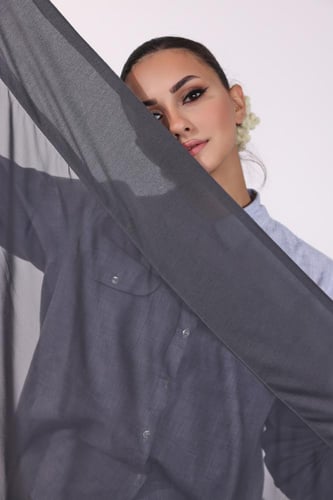 طرحة شيفون مبطنه للعباية-رمادي