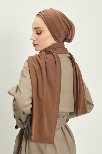 توربان شتوي قطني ثقيل مع سكارف-بني