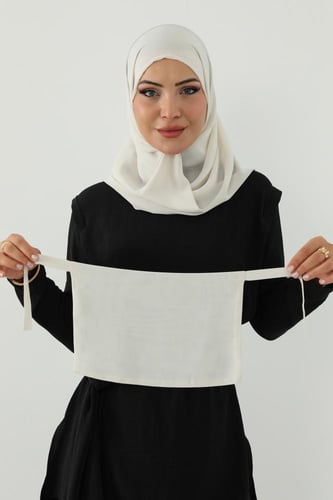 طقم طرحة ولثام ربط - أوف وايت