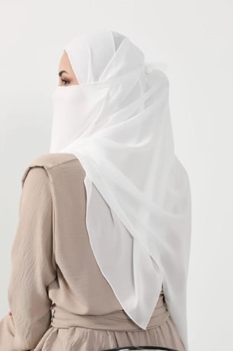 طقم طرحة ولثام-ابيض