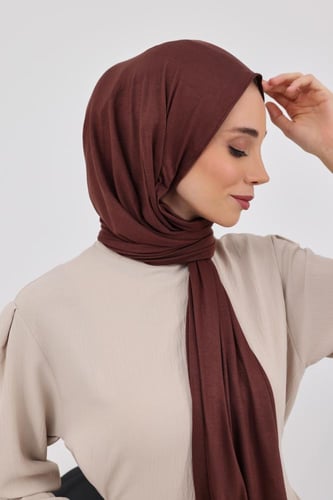 حجاب كويتي قطني دبل سترتش - بني