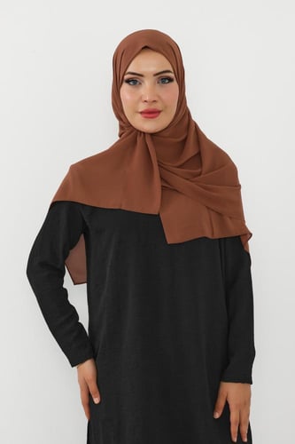 حجاب شيفون بمغناطيس وقبعة جانبي-بني