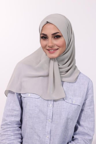 طرحة شيفون مع قبعة منفصلة- رمادي