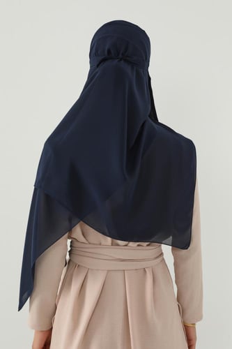 طقم طرحة ولثام ربط-كحلي