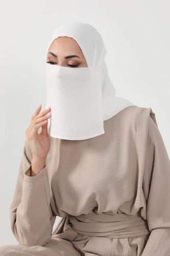 طقم طرحة ولثام-ابيض