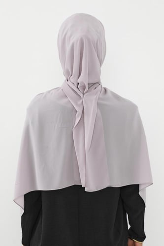 حجاب شيفون بمغناطيس وقبعة بالوسط-رمادي
