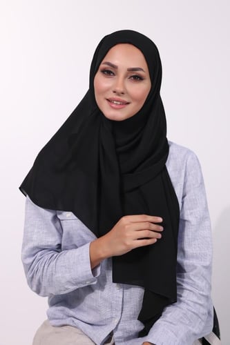 طرحة شيفون مع قبعة منفصلة- أسود