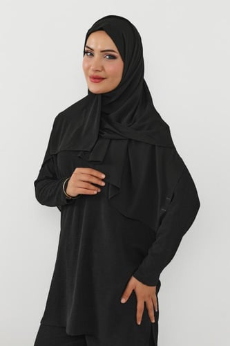 حجاب شيفون بمغناطيس وقبعة جانبية على الجهة اليسرى-...